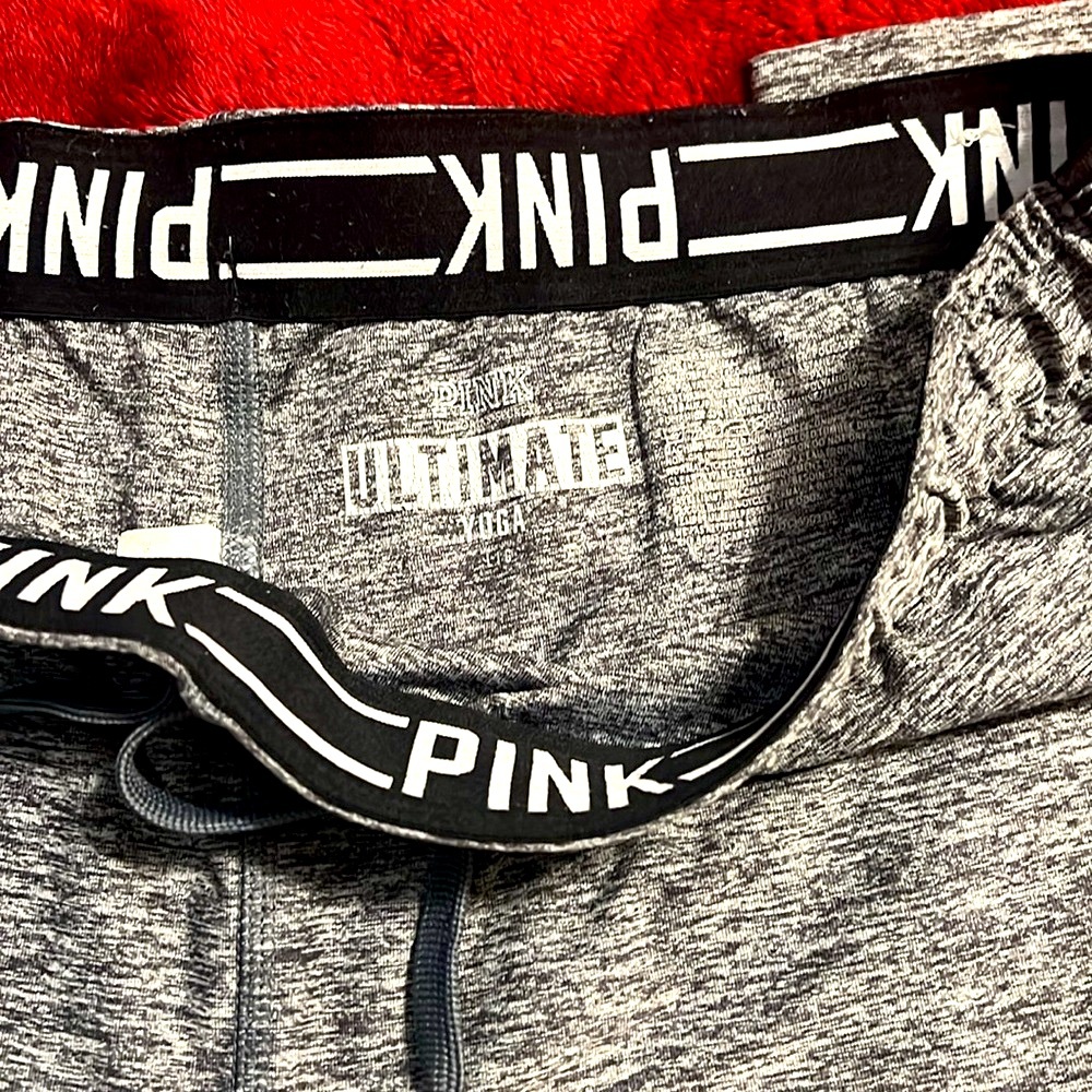 PINK Grey Leggings with black logo going down the sides - Picture 4 of 6